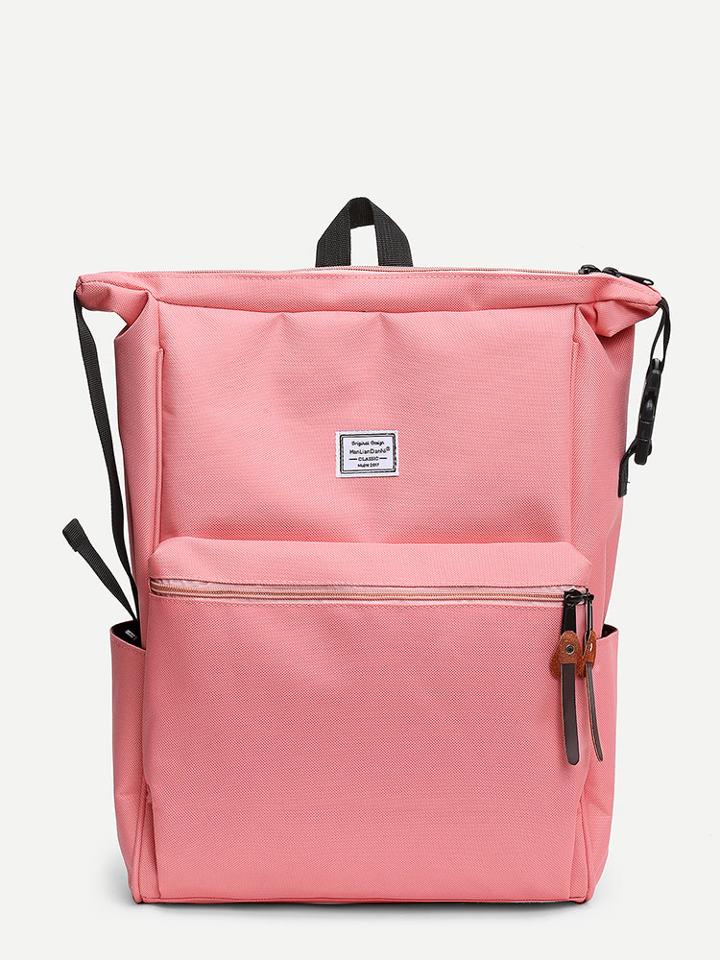 Shein Patch Detail Straight Line Backpack