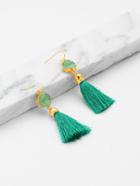 Shein Stone Detail Tassel Drop Earrings