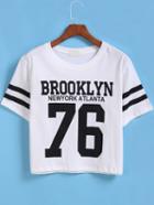 Shein Brooklyn 76 Print Number Comfort Racewear Monogrammed Crop T-shirt