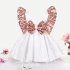 Shein Girls Contrast Sequin Bow Dress