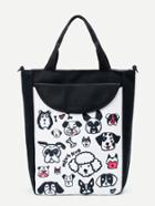 Shein Dog Print Side Pocket Tote Bag