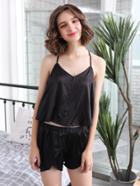 Shein Lace Panel Cami Top & Shorts Pj Set