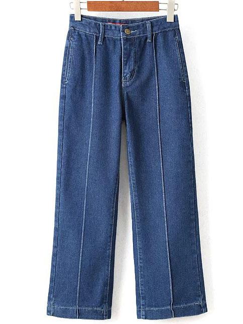 Shein Navy High Waist Straight Denim Pant