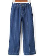Shein Navy High Waist Straight Denim Pant