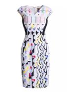 Shein White V Neck Cap Sleeve Geometric Print Dress