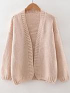 Shein Beige Collarless Loose Fit Sweater Coat