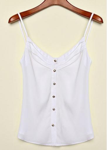 Rosewe Causal White Strap Design Button Decorated Woman Vest