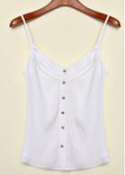 Rosewe Causal White Strap Design Button Decorated Woman Vest