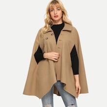 Shein Asymmetric Buttoned Placket Cape Coat