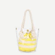 Shein Striped Design Tote Bag With Convertible Strap