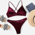 Shein Criss Cross Velvet Bikini Set