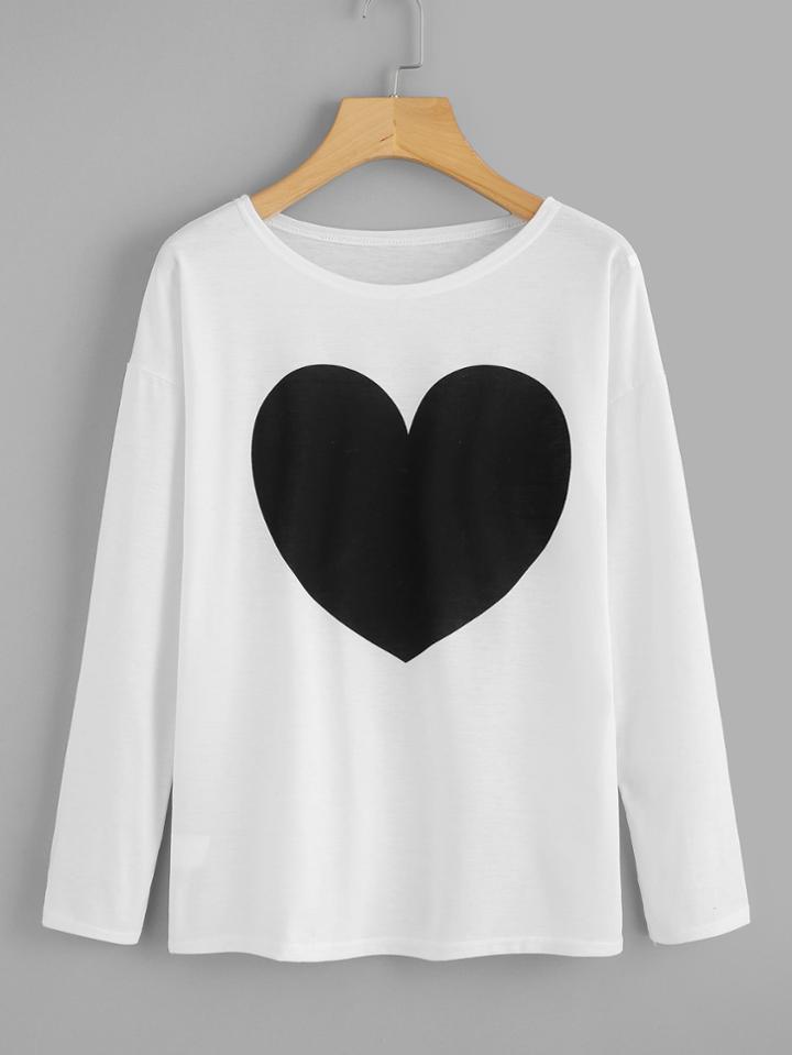 Shein Heart Pattern Tee
