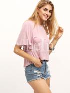 Shein Pink Short Sleeve Dip Hem T-shirt