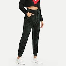 Shein Elastic Waist Drawstring Velvet Pants