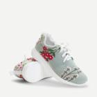 Shein Calico Embroidery Lace Up Sneakers