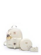 Shein Pocket Front Backpack With Bear Charm 3pcs