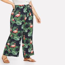 Shein Plus Tropical Print Palazzo Pants