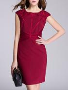 Shein Burgundy Contrast Lace Sheath Dress