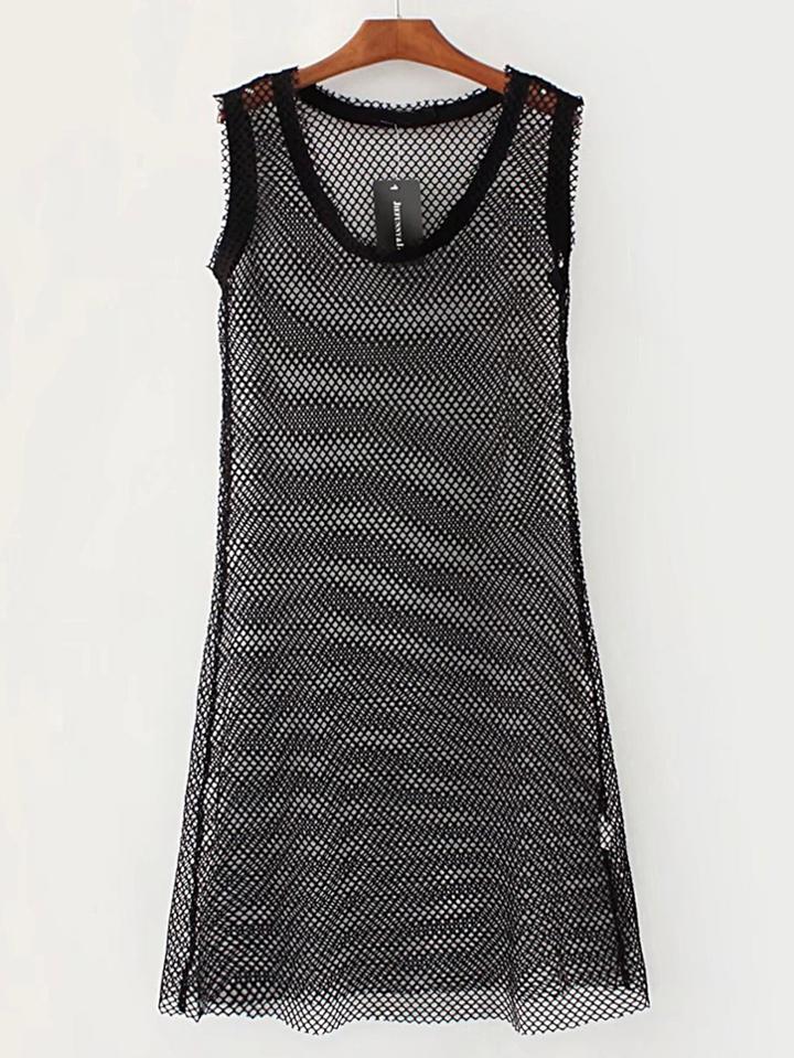 Shein Sleeveless Mesh Knee Length Dress