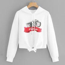 Shein Letter Print Knot Hoodie