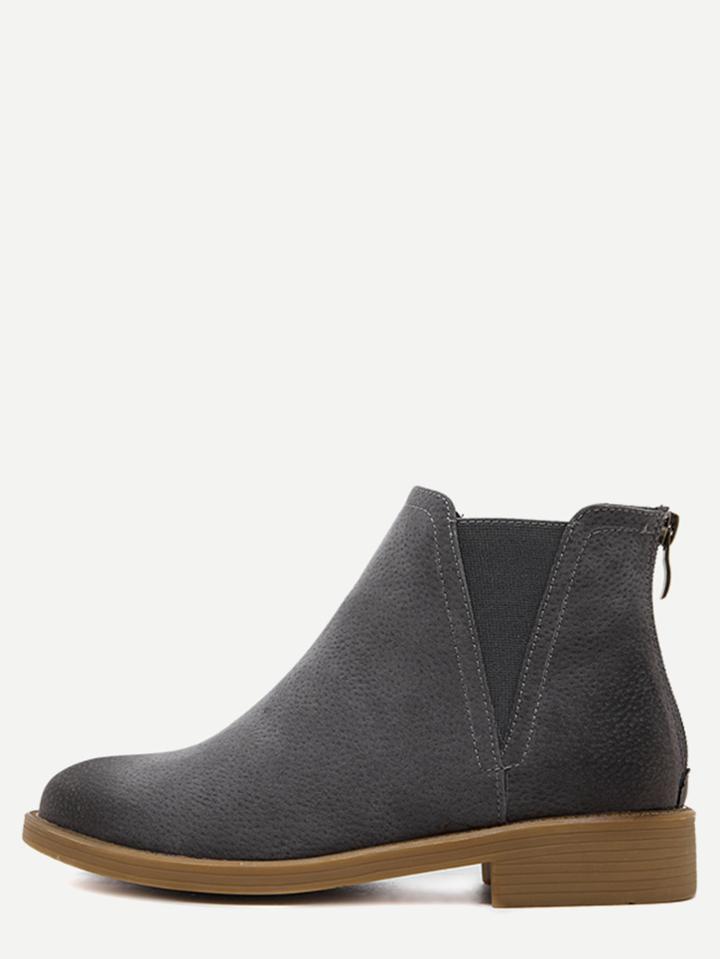 Shein Grey Back Zipper Distressed Chelsea Boots