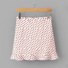 Shein Heart Print Ruffle Hem Skirt