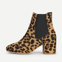 Shein Elastic Leopard Ankle Boots