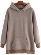 Shein Light Brown Pocket Hooded Sweatshirt