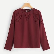 Shein Keyhole Back Laser Cut Top