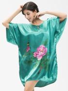 Shein Satin Florals Keyhole Front Kaftan Night Dress