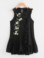 Shein Frill Trim Eyelet Embroidered Dress