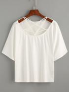 Shein White Strappy Neck T-shirt