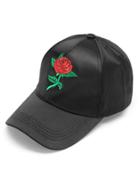 Shein Rose Embroidery Satin Baseball Cap