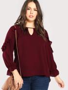 Shein Ruffle Accent Keyhole Neck Top