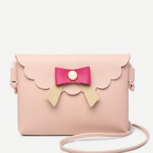 Shein Scalloped Trim Bow Decor Shoulder Bag