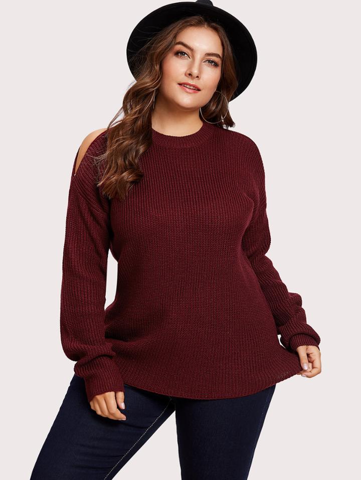 Shein Open Shoulder Solid Sweater