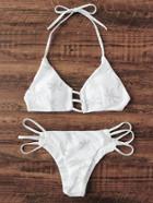 Shein Palm Tree Print Ladder Cutout Bikini Set
