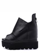 Shein Black Faux Leather Peep Toe Wedge Pumps