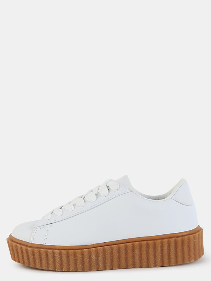 Shein Platform Sole Faux Suede Sneakers White