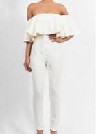 Rosewe Romantic White Open Back Ankle Length Jumpsuit For Woman