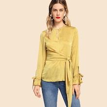 Shein Keyhole Front Flounce Sleeve Top