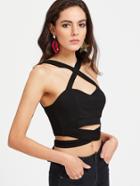 Shein Crisscross Wrap Sweetheart Crop Tank Top