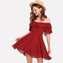 Shein Bardot Ruffle Layered Skater Dress