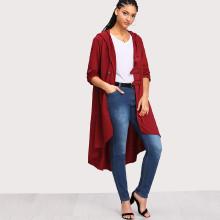 Shein Plus Dip Hem Hooded Coat