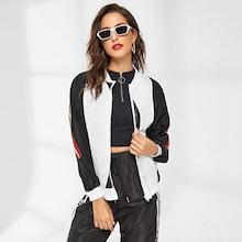 Shein Colorblock Striped Side Jacket