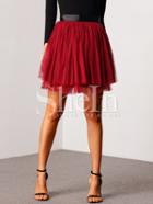 Shein Red Pleated Gauze Short Skirt