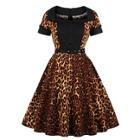 Shein 50s Leopard Print Shirt Dress With Belt