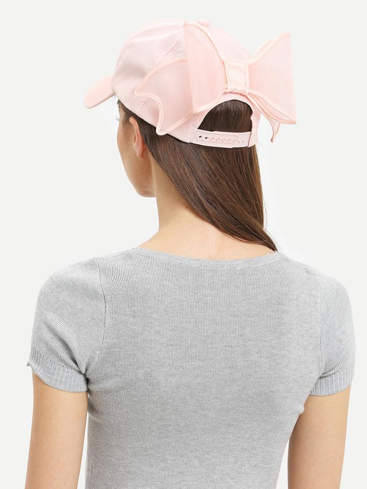 Shein Bow-knot Embellished Baseball Hat - Pink