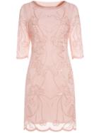 Shein Apricot Gauze Embroidered Disc Flowers Dress
