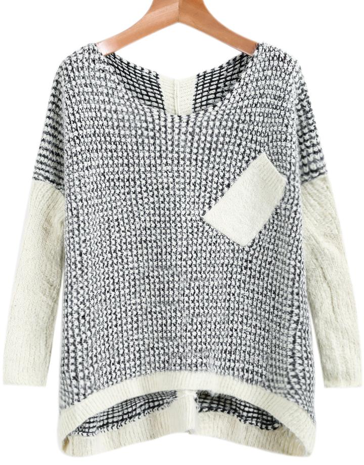 Shein Black Apricot Long Sleeve Hollow Knit Sweater